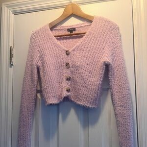 Art Class Cropped Button-Up Cardigan